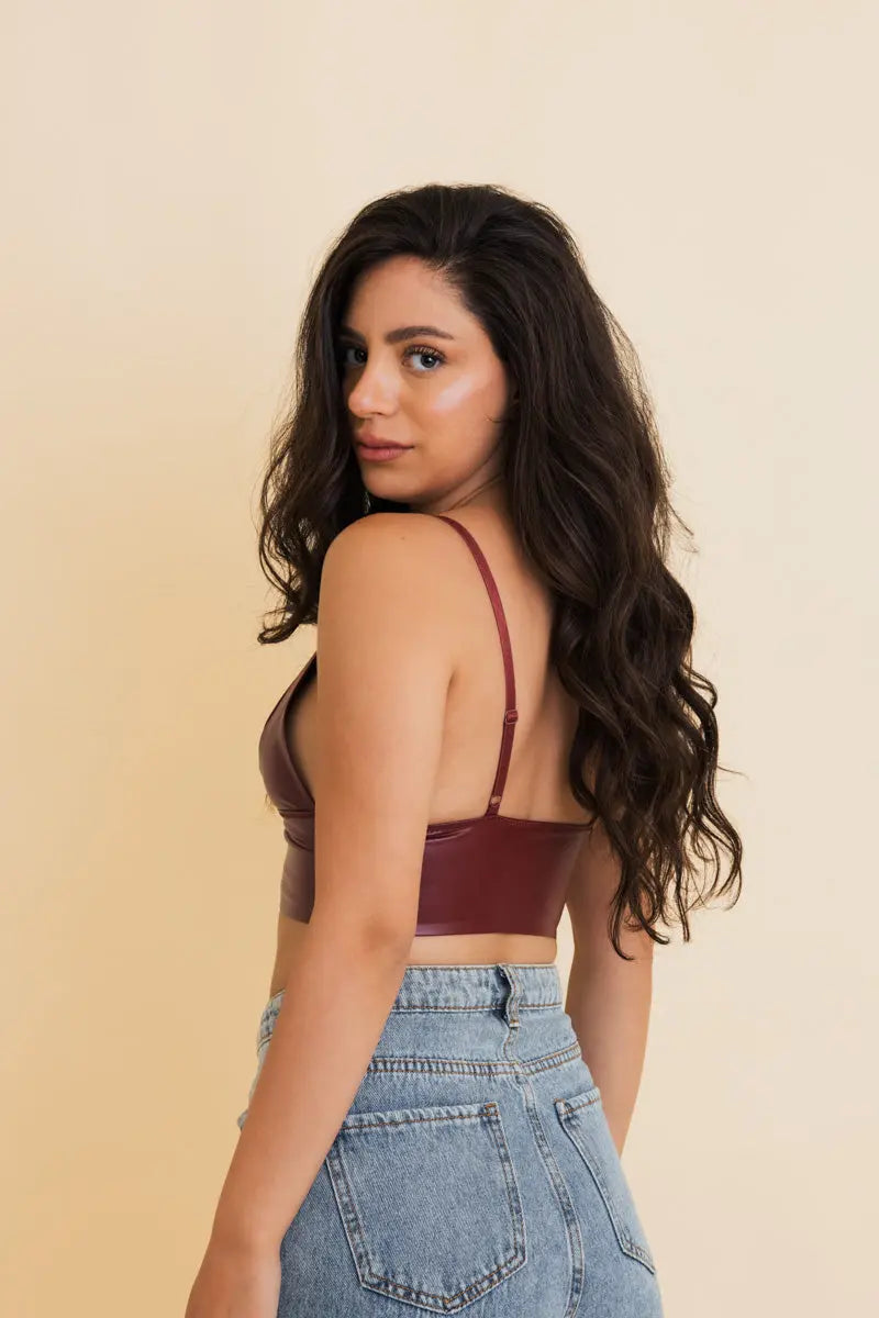 Vegan Leather Longline Bralette