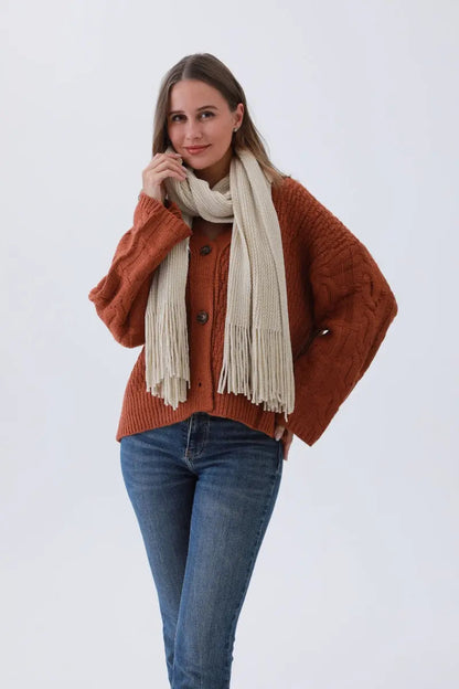 Chenille Knit Scarf Beige