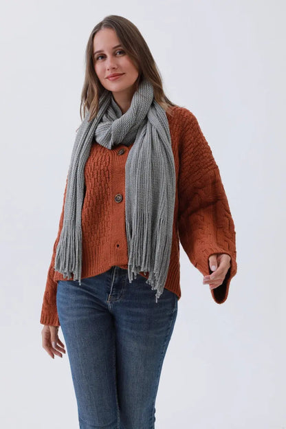 Chenille Knit Scarf Gray