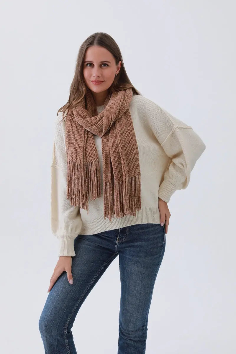 Chenille Knit Scarf Mocha