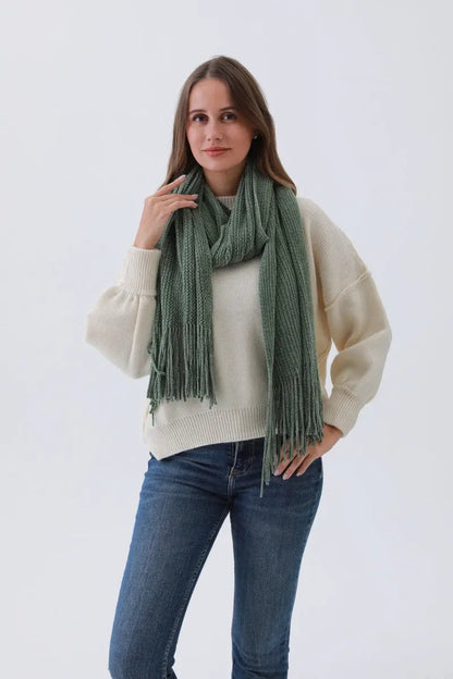 Chenille Knit Scarf Sage