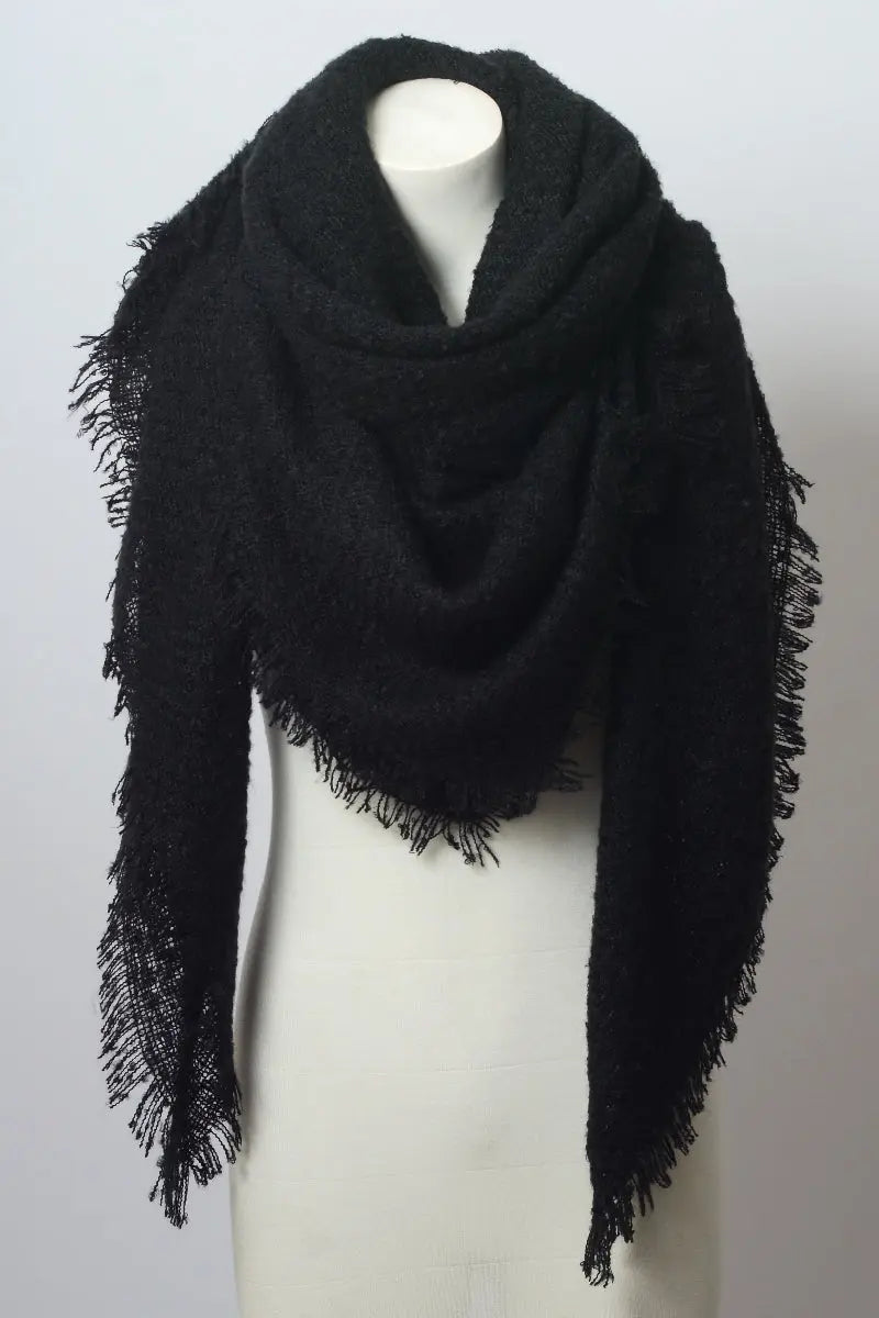 Mohair Square Scarf Wrap Black