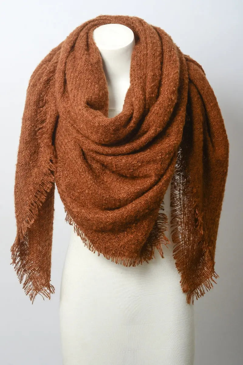 Mohair Square Scarf Wrap Camel