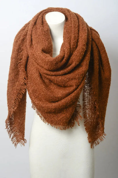 Mohair Square Scarf Wrap Camel