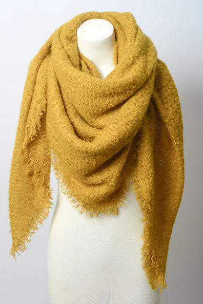 Mohair Square Scarf Wrap Mustard