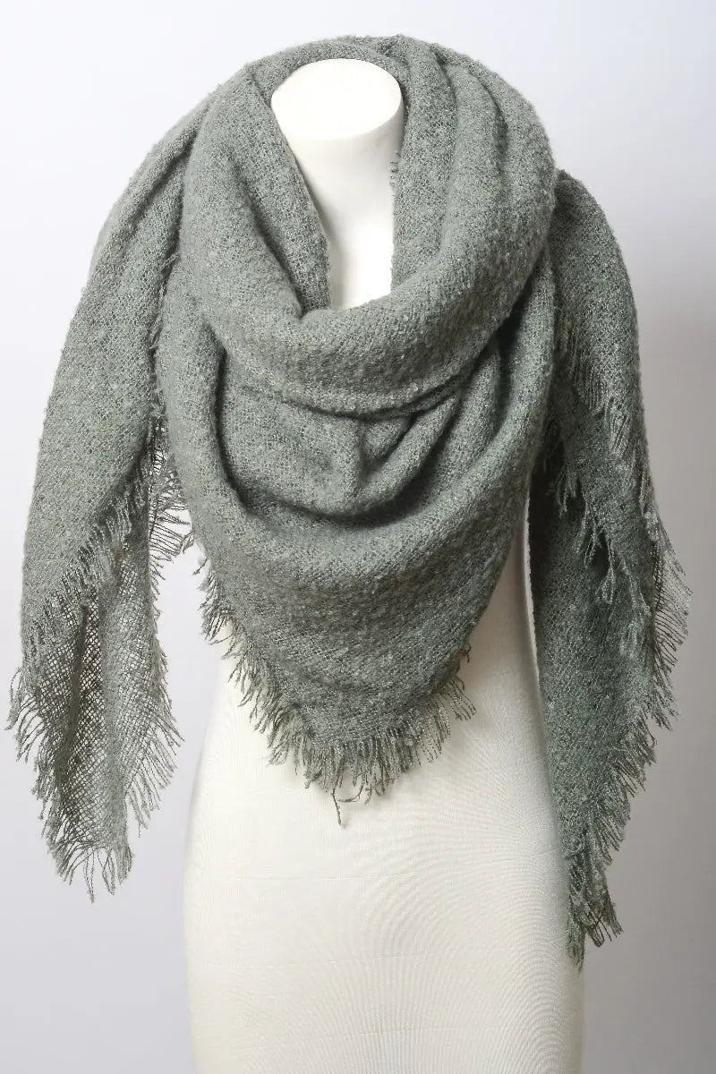 Mohair Square Scarf Wrap Sage