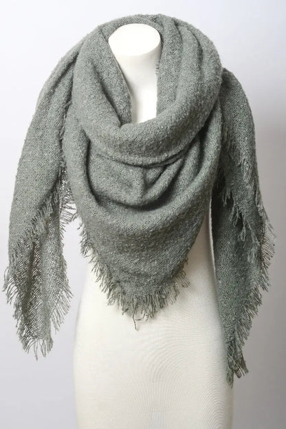 Mohair Square Scarf Wrap Sage