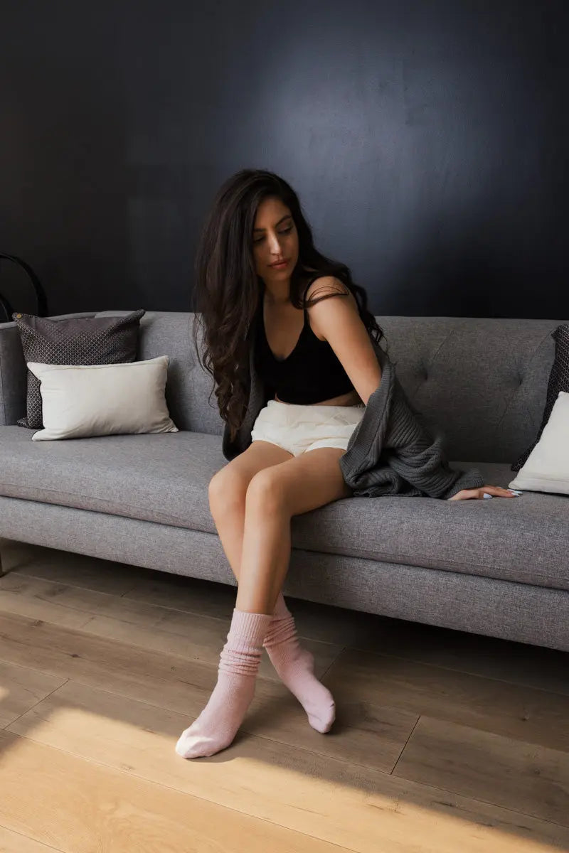 Slouchy Knit Socks Blush