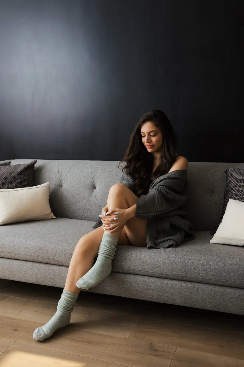 Slouchy Knit Socks Sage