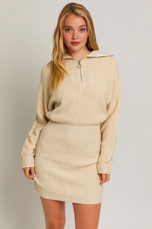 Zipper Mini Sweater Dress - Ro + Ivy