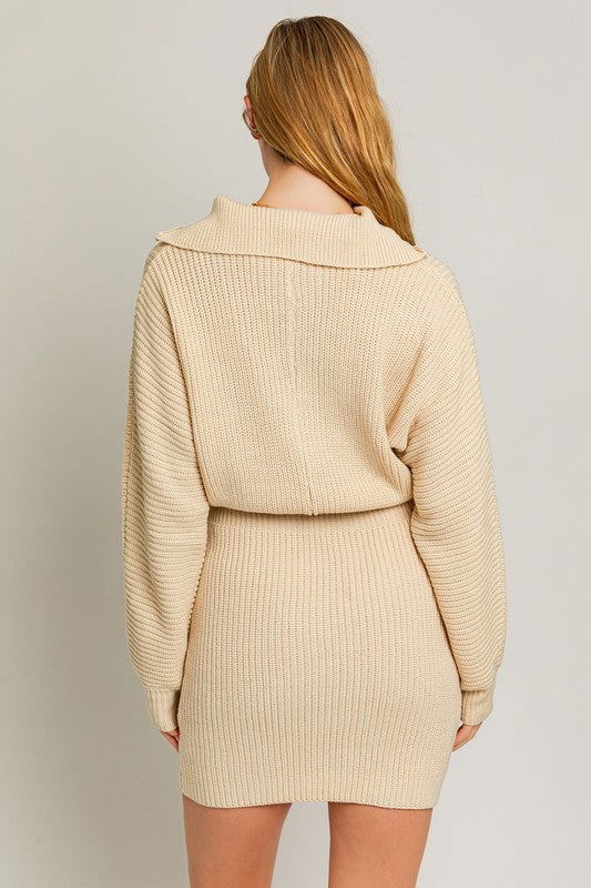 Zipper Mini Sweater Dress - Ro + Ivy