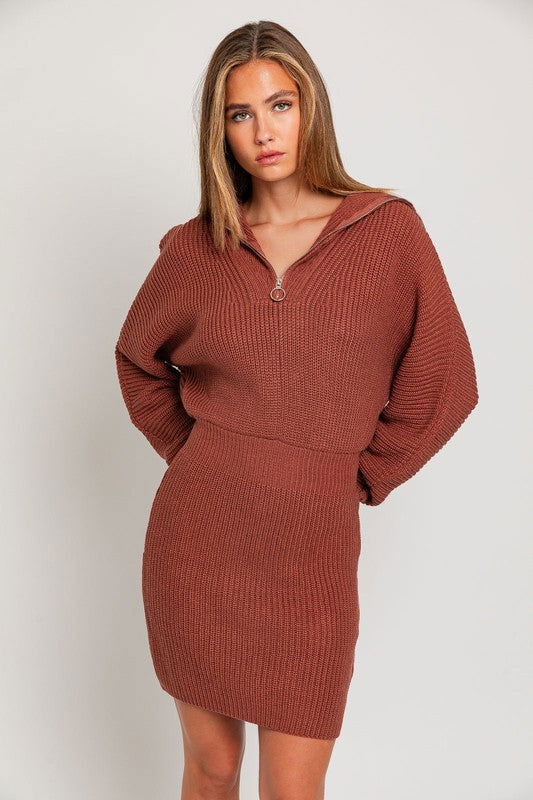 Zipper Mini Sweater Dress - Ro + Ivy