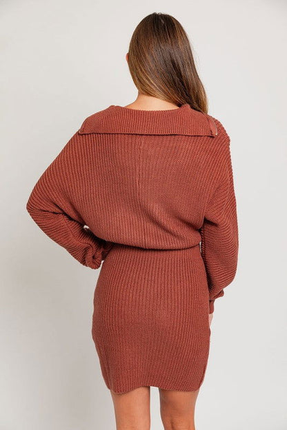 Zipper Mini Sweater Dress - Ro + Ivy