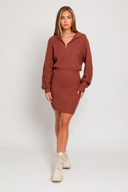 Zipper Mini Sweater Dress - Ro + Ivy