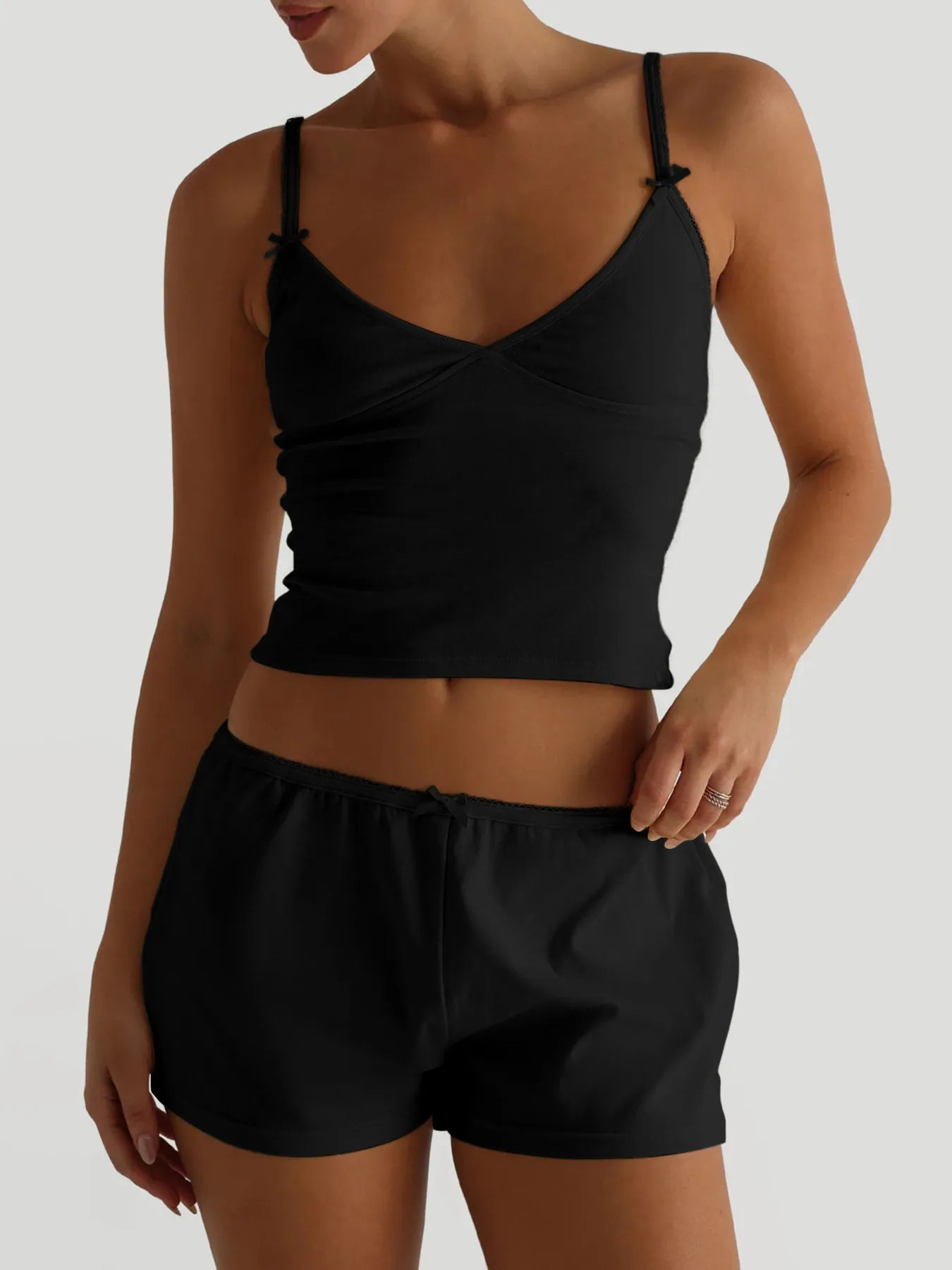 Women's V-Neck Cami and Shorts Lounge Set - Loungewear Sets