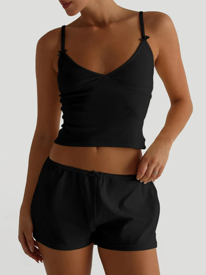 Women's V-Neck Cami and Shorts Lounge Set - Loungewear Sets