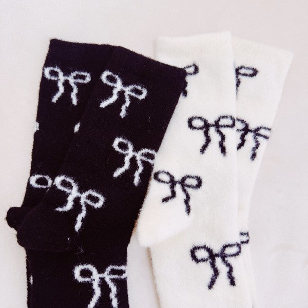 As Shown One Size Set Of 2 Fuzzy Bow Socks | Trendy Socks Outfit Idea for Women by Ro + Ivy | Elevated Basics, Modern Comfort & Style