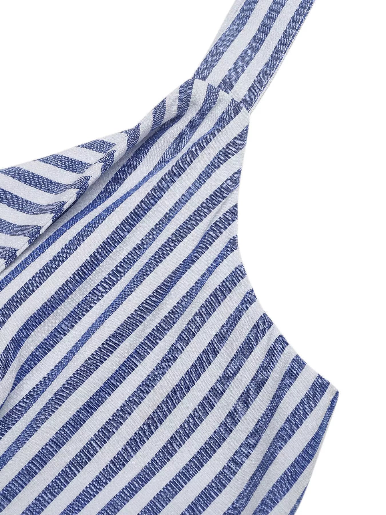 Women's Striped Cutout Knot Front Wide Leg Jumpsuit - Jumpsuits