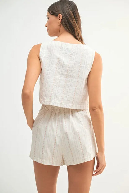 Square Neck Crop Top And Shorts Set – outfit idea for women | Ro + Ivy