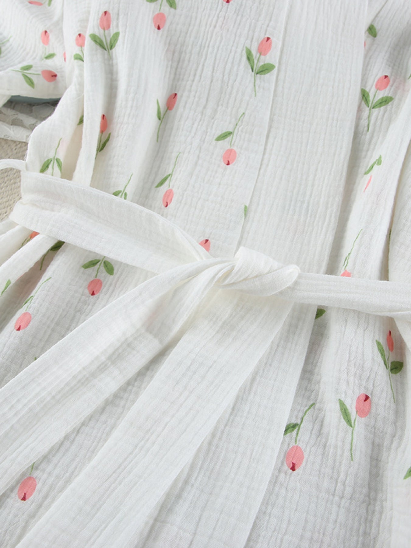 Floral Print Cotton Lightweight Kimono Robe - Robes
