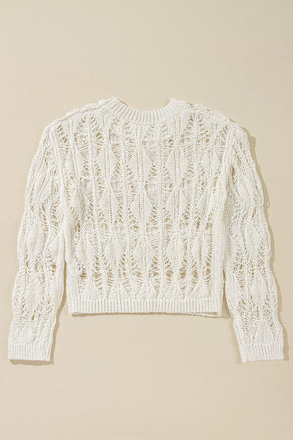 Women's Hollow Out Long Sleeve Knit Cover Up - Knit Tops