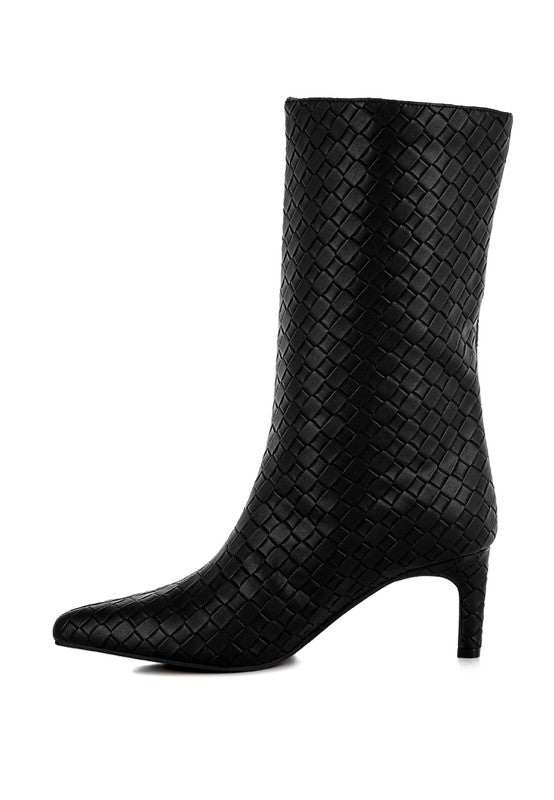 Mentha Woven Faux Leather Boots - Ro + Ivy