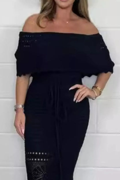 Crochet Off-Shoulder Maxi Dress - Maxi Dresses