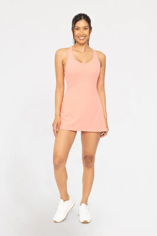 Twist Racerback Fit-And-Flare Active Tennis Dress - WATERMELON Active Dresses