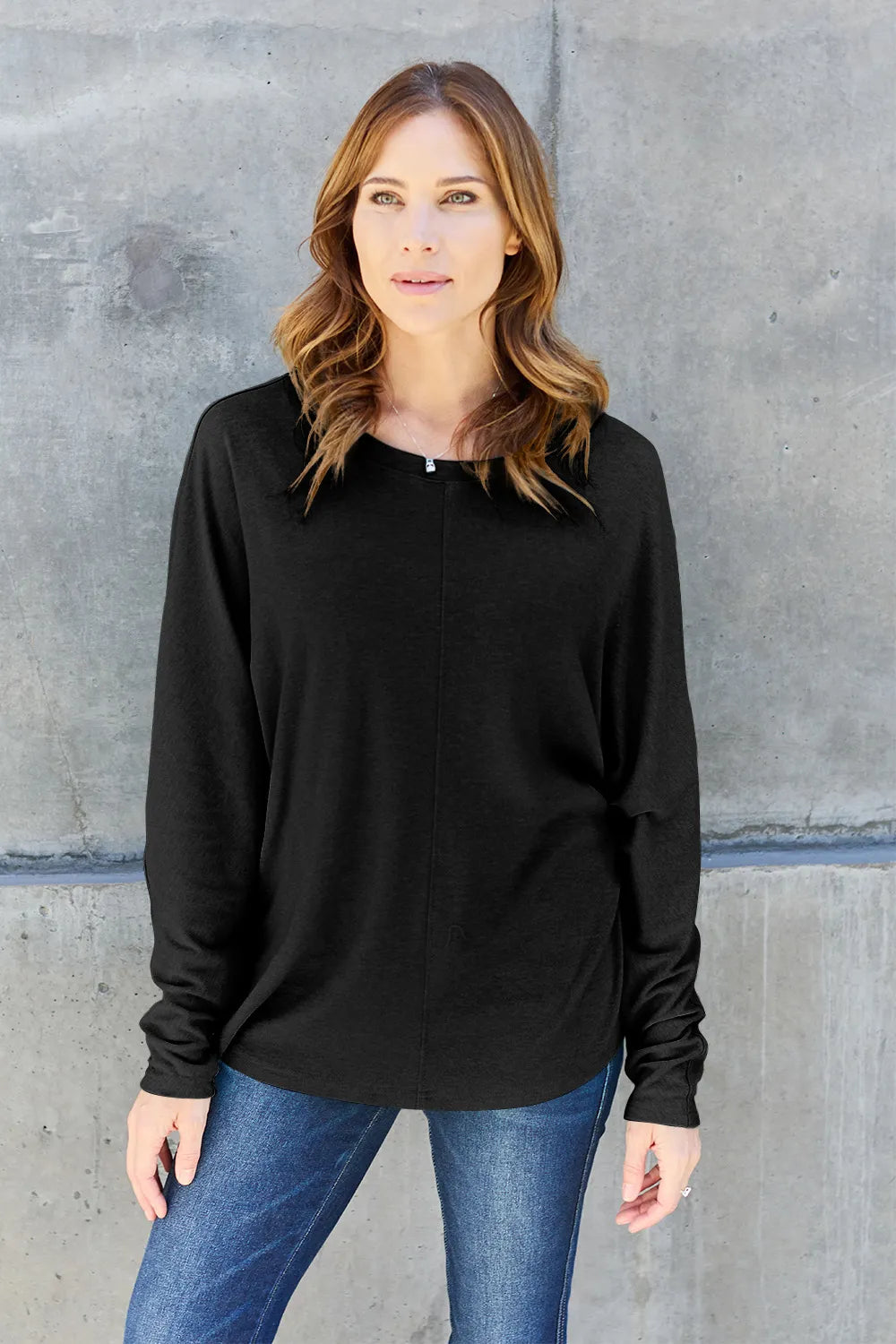 Relaxed Long Sleeve Round Neck Top