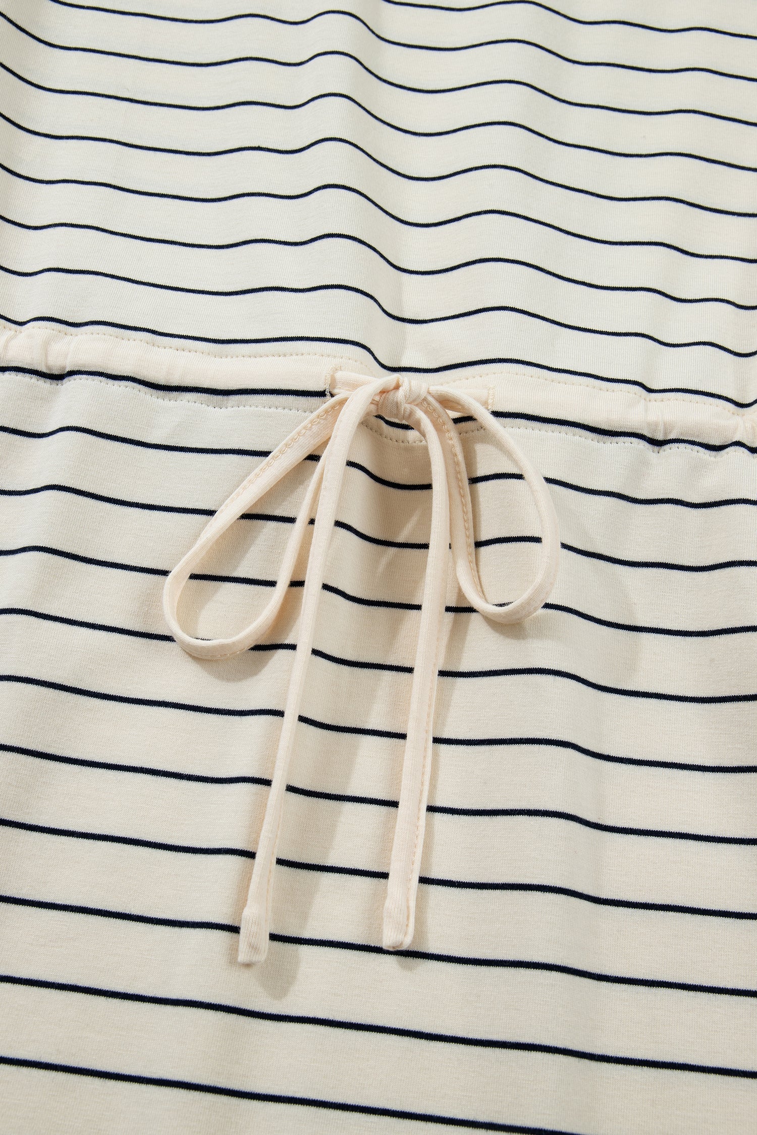 Striped Drawstring Tunic Mini Dress Tank — Versatile Flattering Everyday Style - Mini Dresses