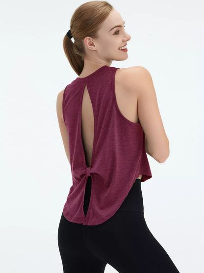 Back Cutout Round Neck Activewear Tank