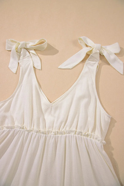 Women's Tied Strap Ruffle Tiered Mini Dress - Mini Dresses