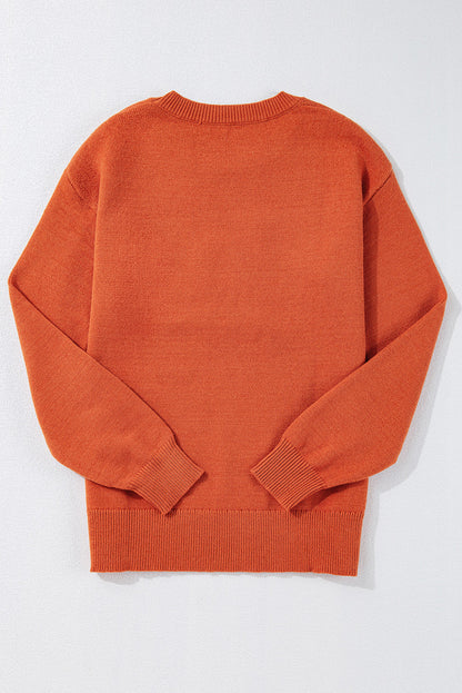 Halloween Boo Crew Neck Drop Shoulder Sweater