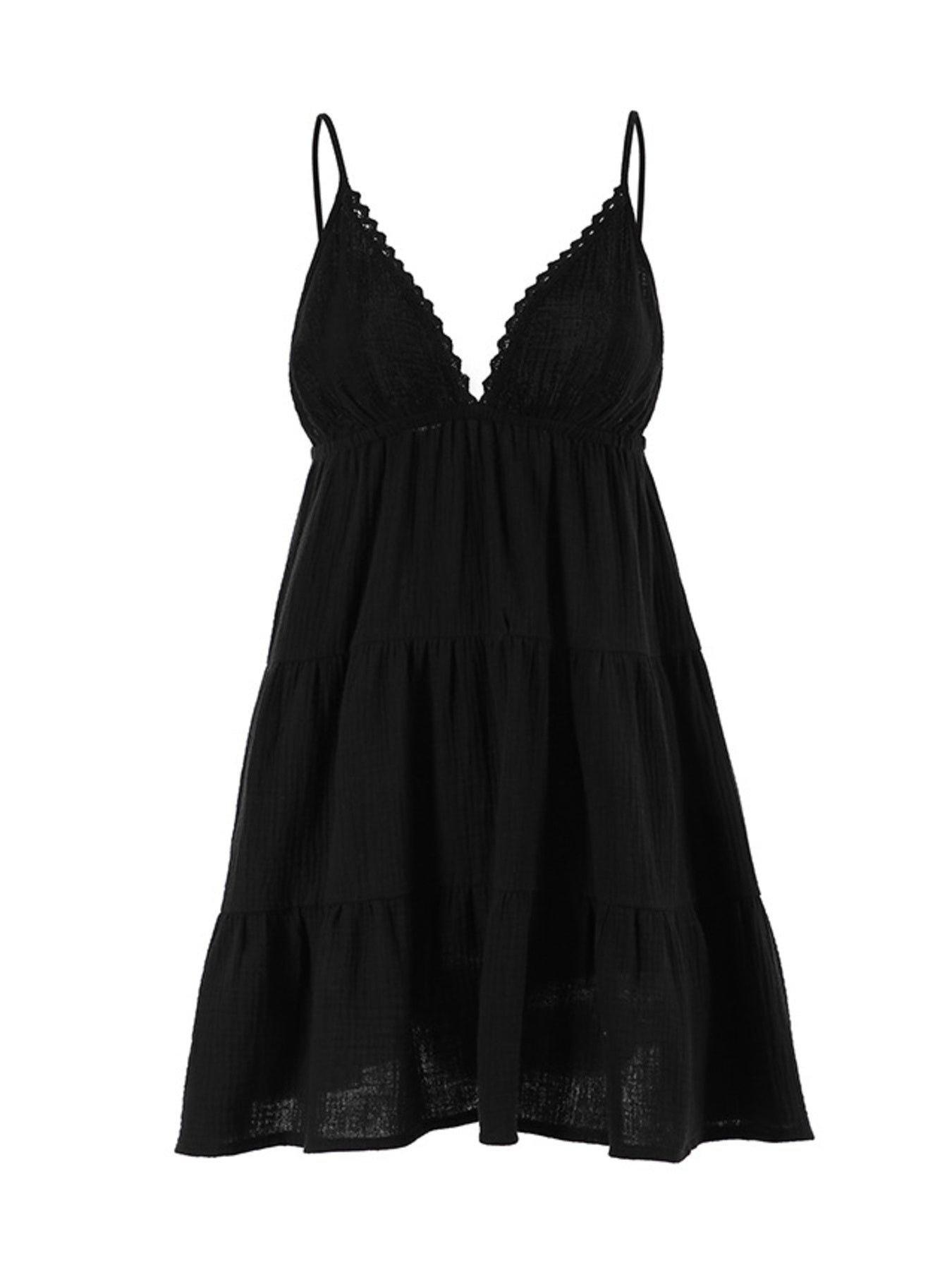 V-Neck Tiered Mini Dress - Mini Dresses
