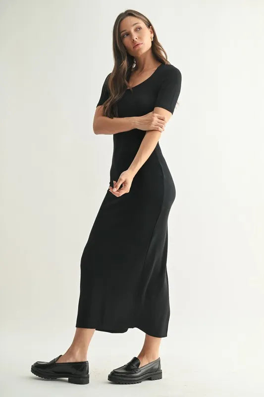 Round Neck Soft Drape Active Maxi Dress - Active Dresses