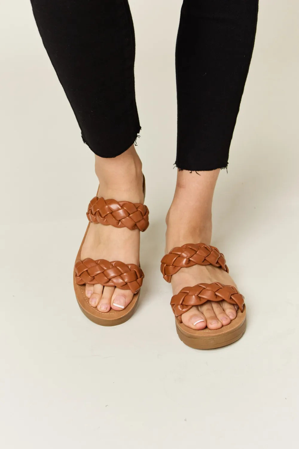 Woven Dual Band Platform Sandals - Sandals