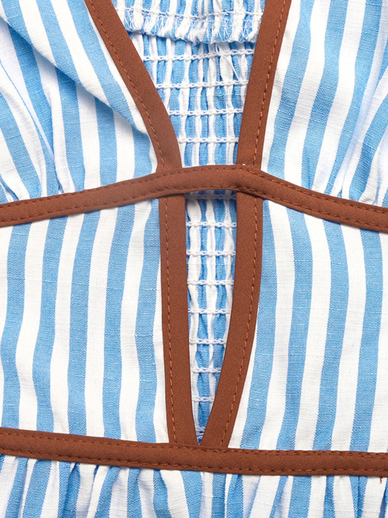 Women's Smocked Striped Halter Neck Maxi Dress - Maxi Dresses