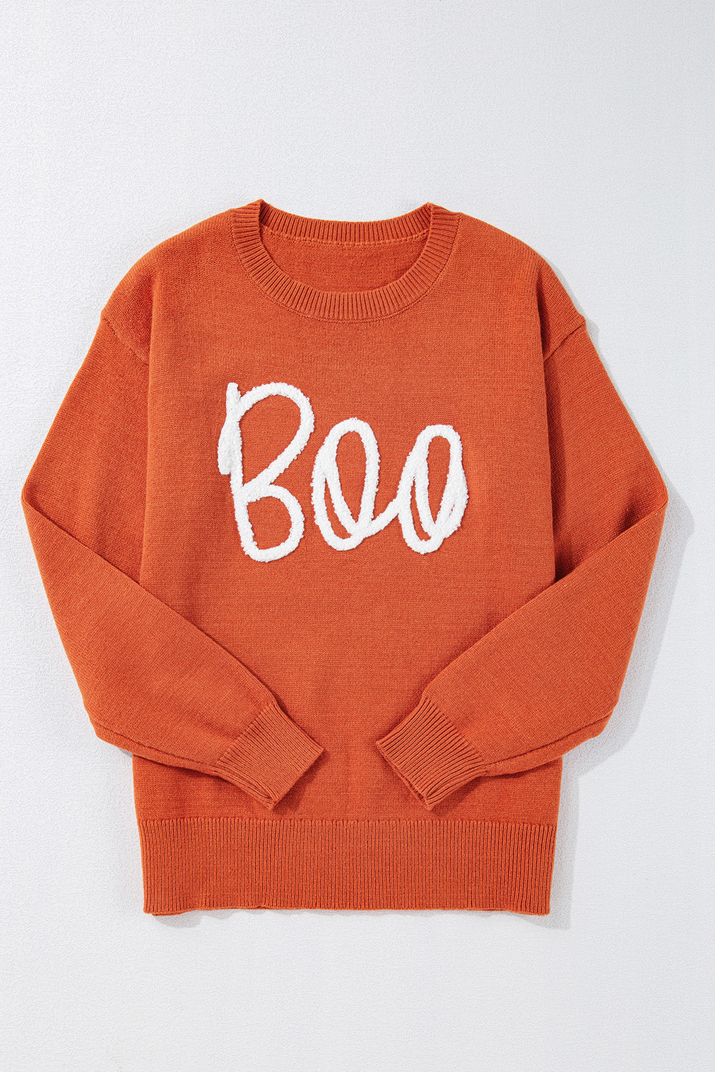 Halloween Boo Crew Neck Drop Shoulder Sweater