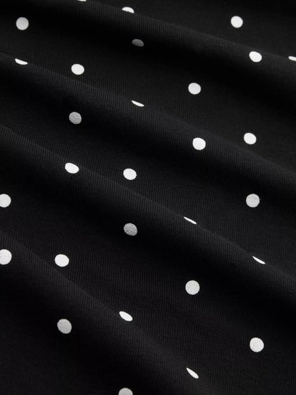 Polka Dot Boat Neck Flare Sleeves Mini Dress