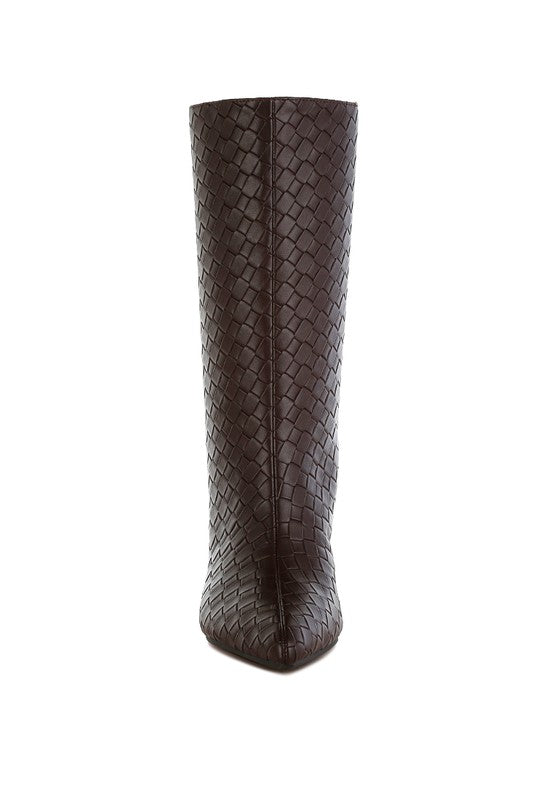 Mentha Woven Faux Leather Boots - Ro + Ivy