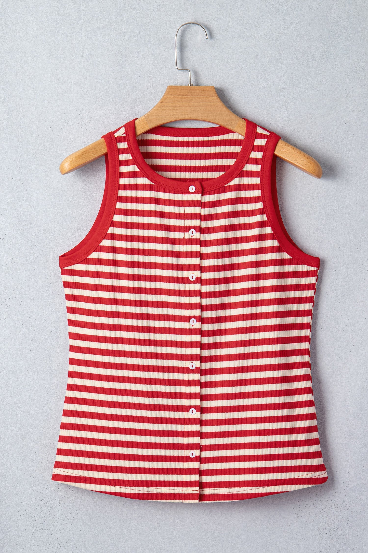 Bold Stripe Round Neck Ribbed Knit Sleeveless Tank Top — Fresh Everyday Style - Tank Tops