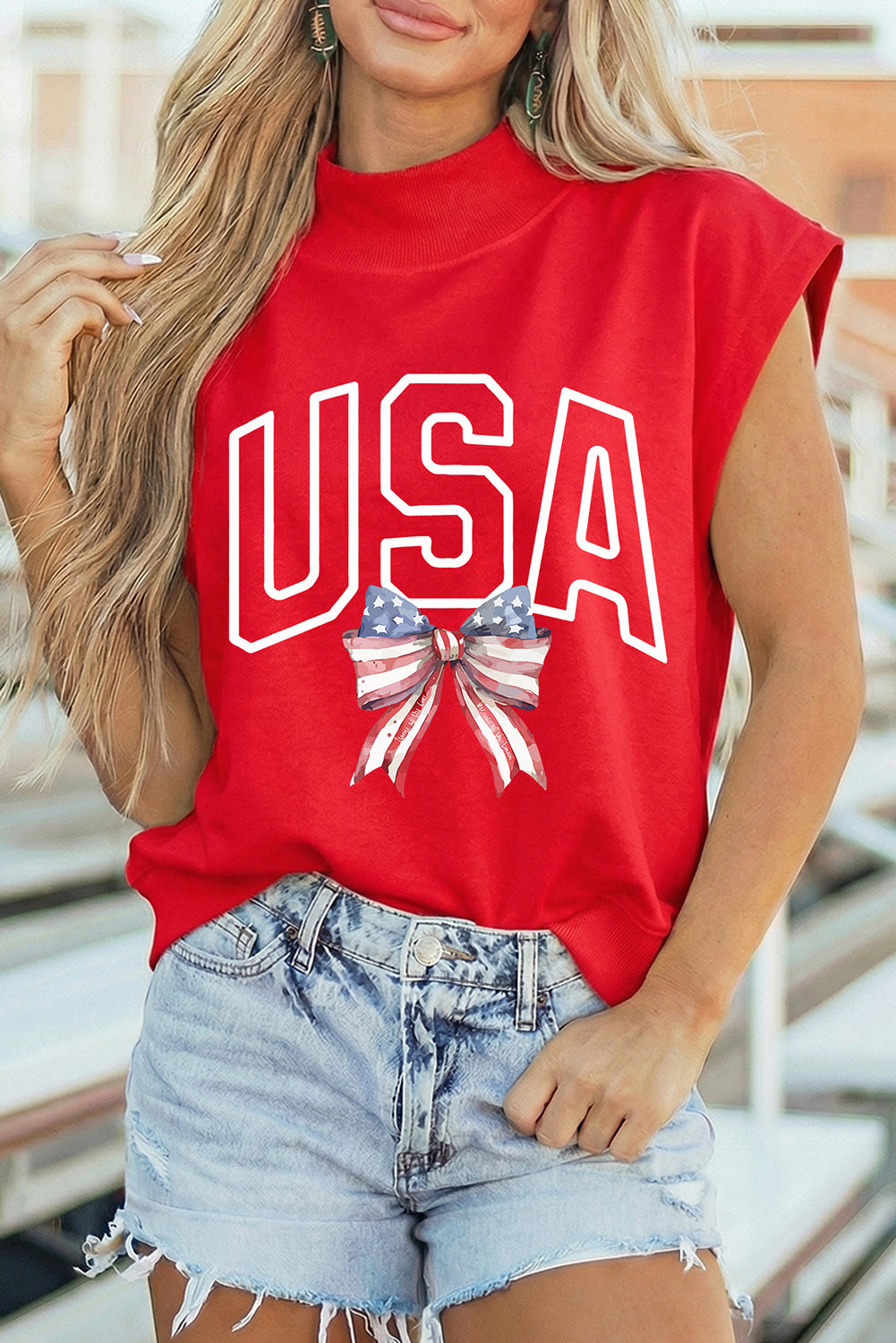 Usa Graphic Cap Sleeve Patriotic Top — Show Your Pride Casual Everyday Style - Graphic Tees