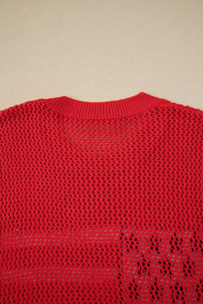 Darling Knit Graphic Short Sleeve Sweater — Festive Celebration Cute Style - Short Sleeve Sweaters