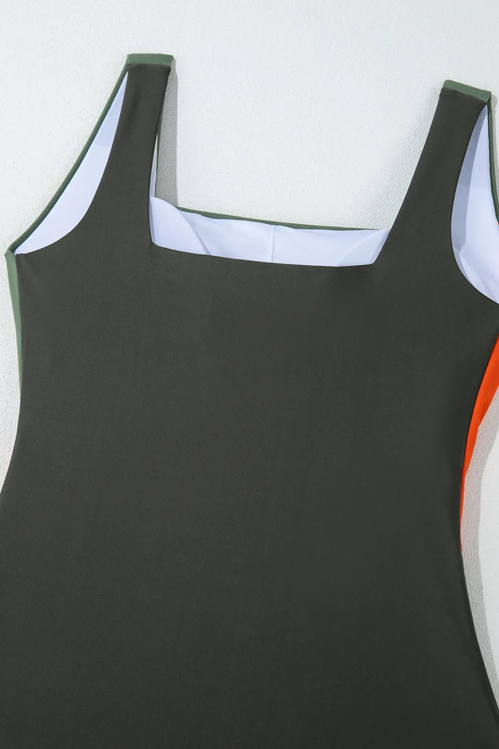 Women's Color Block Padded Square Neck One Piece Swimsuit - One-Piece Swimsuits
