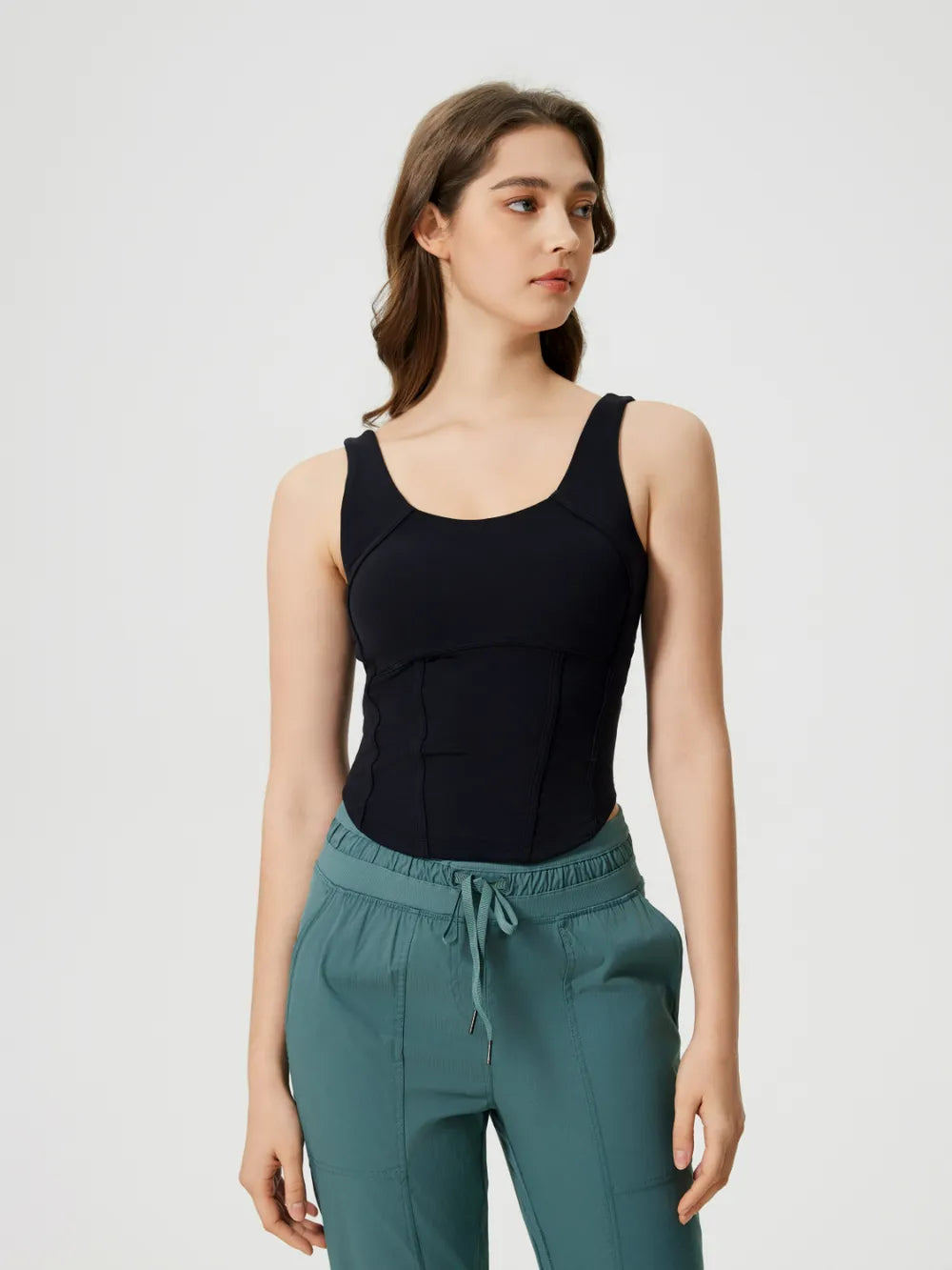 Round Neck Wide Strap Activewear Tank Top