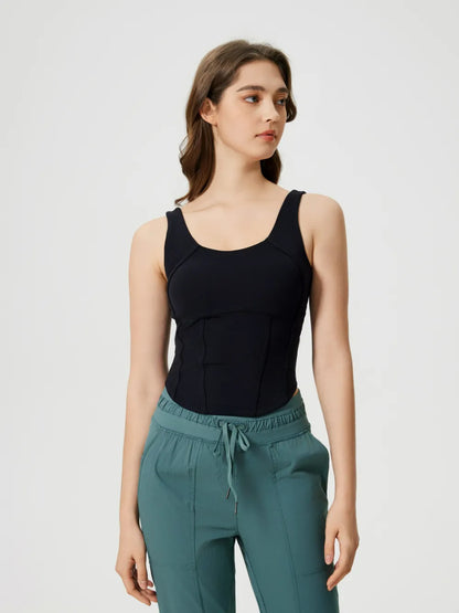 Round Neck Wide Strap Activewear Tank Top