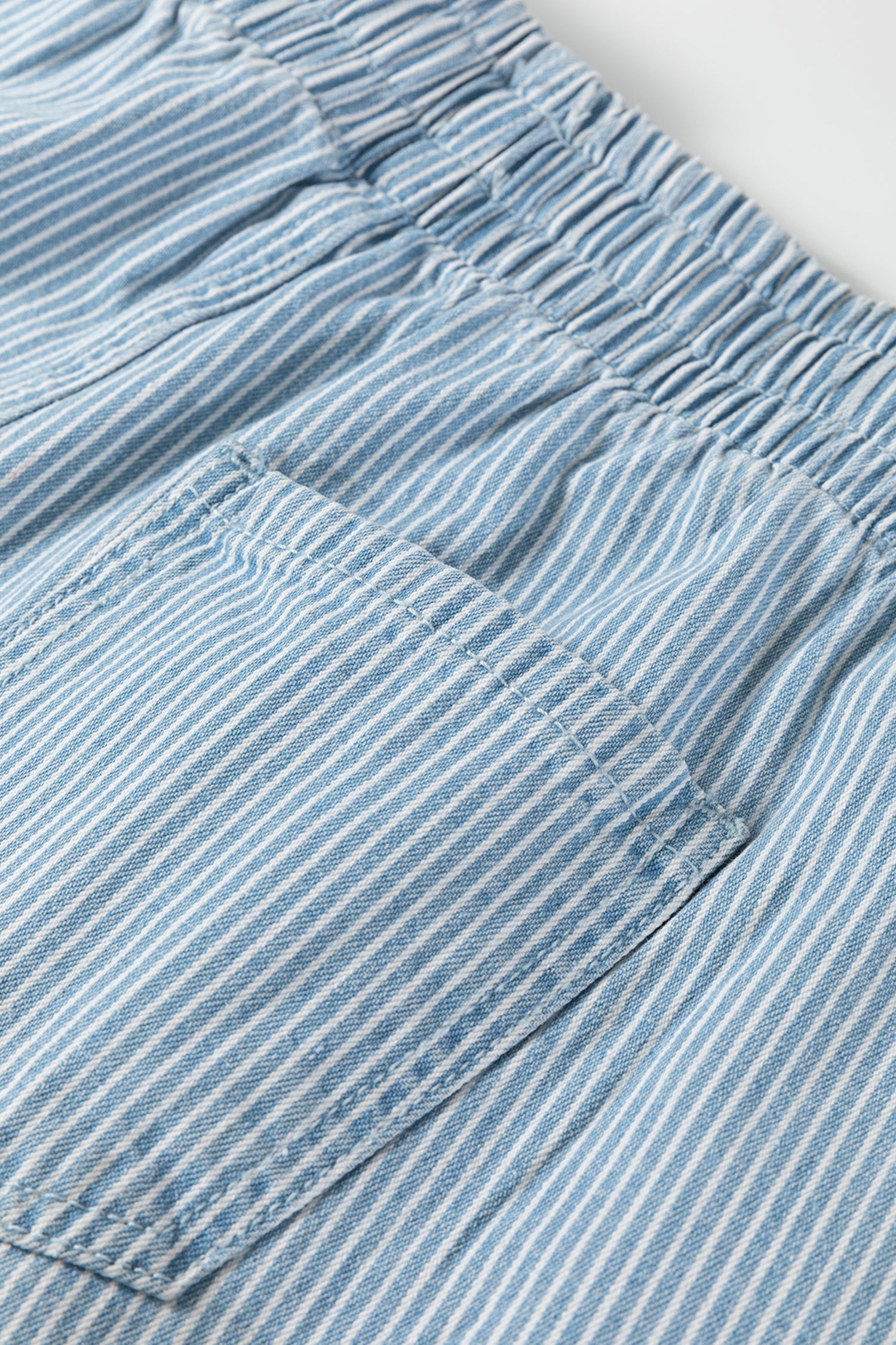 Elastic Waist Striped Relaxed Fit Casual Denim Shorts — Breezy Summer Everyday Style - Denim Shorts
