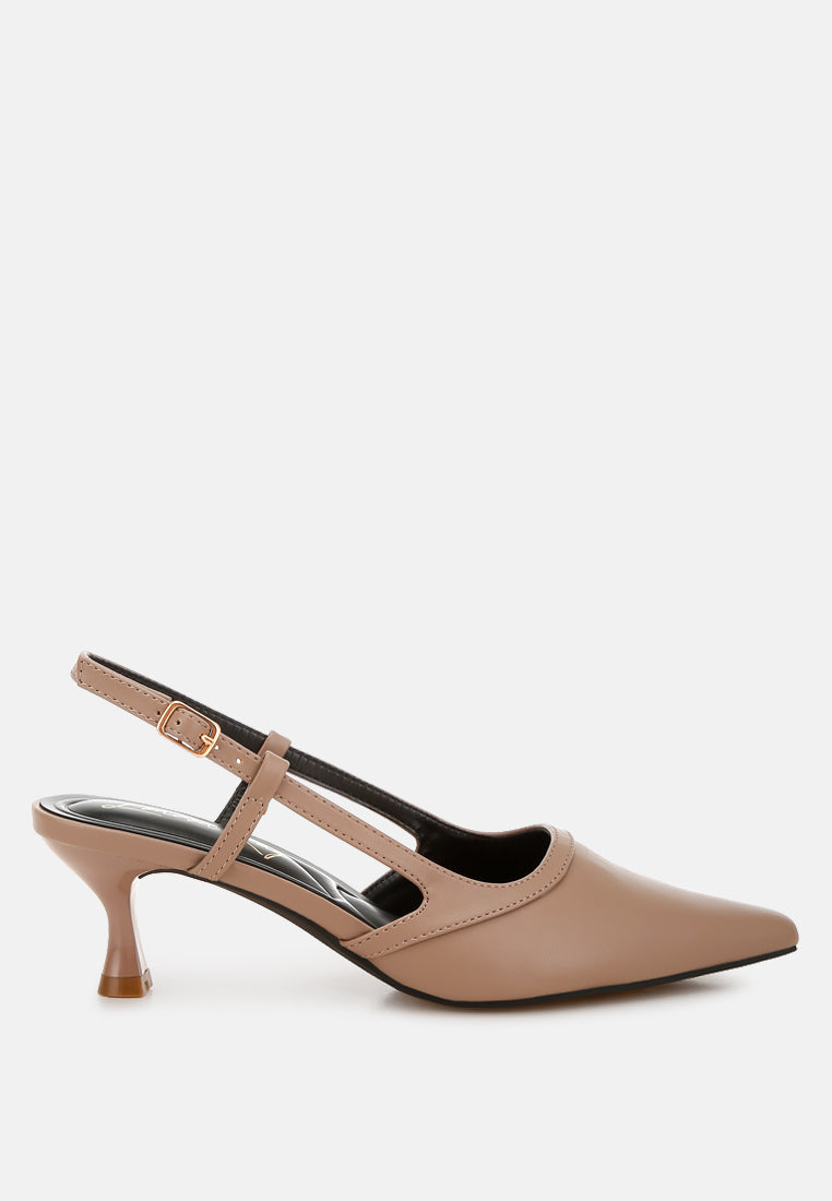 Kitten Heel Slingback Sandals Taupe