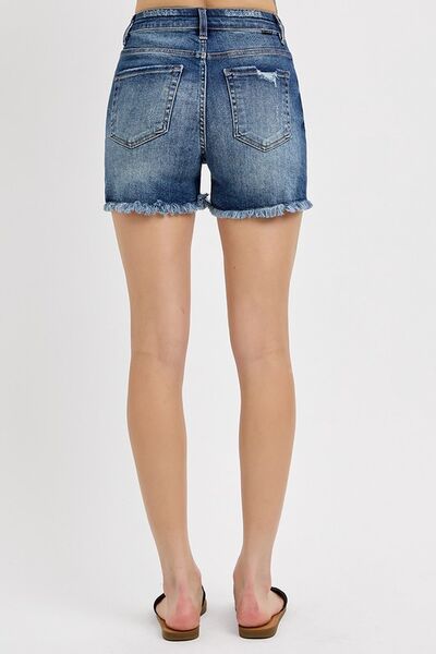 Distressed Raw Hem Denim Shorts - Ro + Ivy