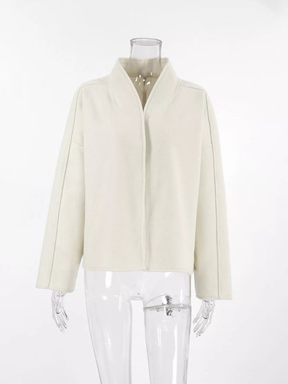 Women's Open Front Lightweight Cropped Coat - Coats